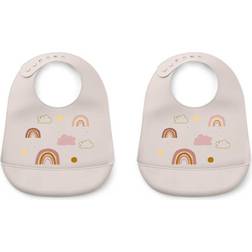 Liewood Tilda Silicone Bib 2-pack Rainbow Love Sandy