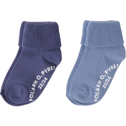 Polarn O. Pyret Plain Socks With Non-Slip Nubs 2-pack - Denim Blue