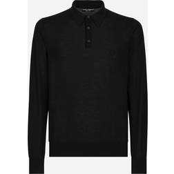 Dolce & Gabbana Cashmere polo-style sweater with logo embroidery very_dark_blue_1