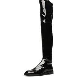 Schutz Kaolin Stretch Patent Boot Black Patent Leather