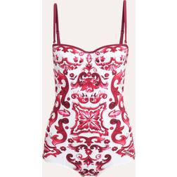 Dolce & Gabbana Majolica print balconette one-piece swimsuit