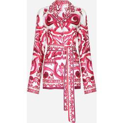 Dolce & Gabbana Maiolica Printed Twill Pajama Shirt tris_maioliche_fuxia