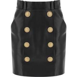 Balmain Minirock aus Leder Schwarz