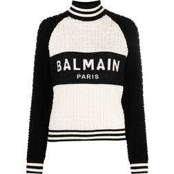Balmain Monogram Jacquard Wool and Cotton-Blend Sweater - Multicoloured