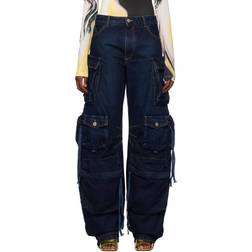 The Attico Fern Denim Cargo Pants - Blue
