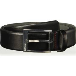 HUGO BOSS Grained-leather belt with logo-engraved buckle black