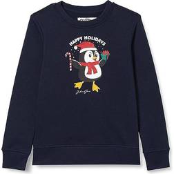 Jack & Jones Junior Jortoon Sweat Crew Neck Christmas Sweater - Navy Blue Blazer