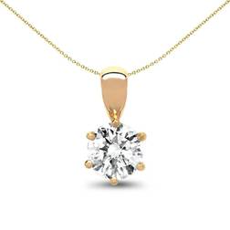 Jewelco London Classic Solo Solitaire Pendant Necklace - Gold/Diamond