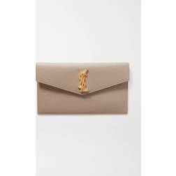 Saint Laurent Uptown Leather Clutch Beige Leather/Gold