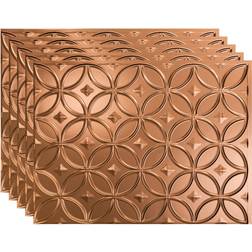 Fasade 18.25 24.25 in. Rings Vinyl Backsplash Panel in Polished Copper 5-Pack, Medium