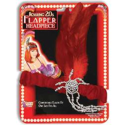 Bristol Novelty Flapper Headband & Red Feathers