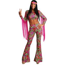 World Peace Hippie Women's Costume Green/Pink/Orange