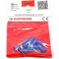ELPRESS Isoleret Gaffelkabelsko A2543g, 1,5-2,5mm2, ø4 I Poser Af 10 Stk