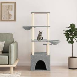 vidaXL light grey Cat Tree with Scratching Posts Cat Scratch Tower Climber