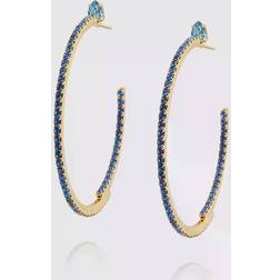 Caroline Svedbom Crystal Loop Earrings Gold Sapphire