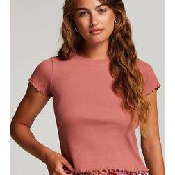 Hunkemöller Top Cotton Rib, Farve: Witherød Rose, Størrelse: XL, Dame