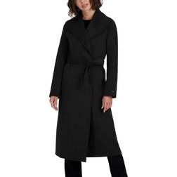 Tahari Elliot Belted Wrap Coat Black