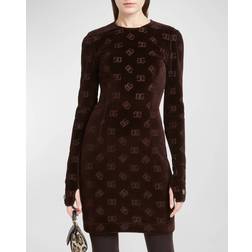 Dolce & Gabbana DG velvet minidress brown