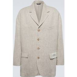 Dolce & Gabbana Single-breasted linen blazer beige