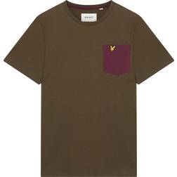 Lyle & Scott Contrast Pocket T-shirt - Olive/Burgundy