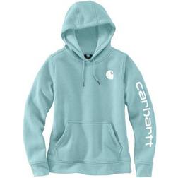 Carhartt Women's Relaxed Fit Midweight Logo Sleeve Graphic Hoodie - Pastel Turquoise