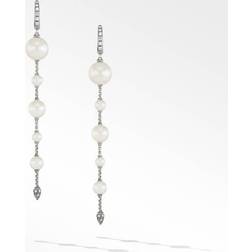 David Yurman Sterling Silver Pearl Cultured Freshwater Pearl & Diamond Drop Earrings White/Silver