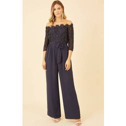 Yumi Lace Bardot Jumpsuit, Navy