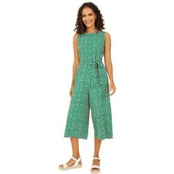 Yumi Mela Ditsy Daisy Sleeveless Culotte Jumpsuit, Green