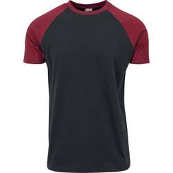 Urban Classics Raglan Contrast T-Shirt - Schwarz/Burgund