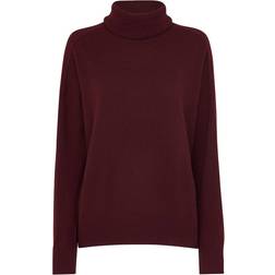 Whistles Cashmere Roll Neck Jumper - Burgundy