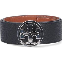 Tory Burch 1.5" Miller Reversible Belt - Black/Classic Cuoio/Silver