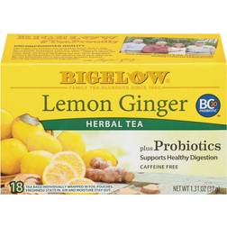 Bigelow Lemon Ginger Plus Probiotics Herbal Tea 37.14g 18pcs