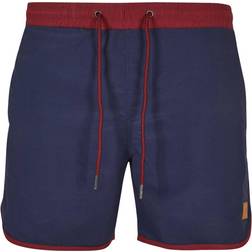 Urban Classics Retro Badeshorts - Navy/Burgunder/Weiß