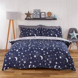 Dreamscene Moon Stars Galaxy Duvet Cover Blue, Grey (198.1x198.1cm)