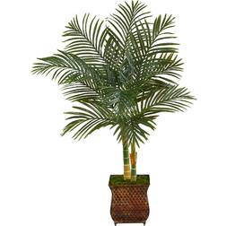 Nearly Natural Faux Trees Green Green Golden Cane Palm Artificial Plant