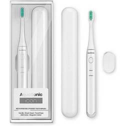 AquaSonic Icon Rechargeable Toothbrush Magnetic Holder & Slim Travel Case White