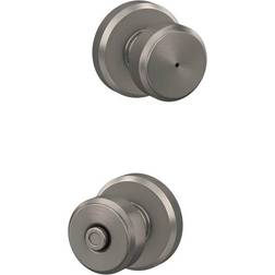 Schlage Bowery Satin Privacy Bed/Bath Door Knob with Greyson Trim