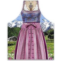 Close Up Dirndl Apron Blue, Pink (73x58cm)