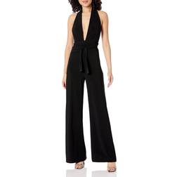 Norma Kamali Halter Wrap Straight Leg Jumpsuit - Black