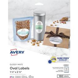 Avery 1-1/2"x2-1/2" Oval Labels with Sure Feed Permanent Adhesive 180pcs