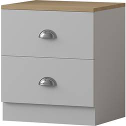 Fwstyle Esher Matt White/Oak Bedside Table 39x40cm