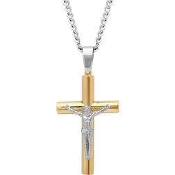 C&C Jewelry Rounded Cross Crucifix Pendant Necklace - Gold/Silver