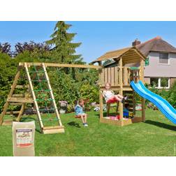 Jungle Gym Cottage 2.1 m. klatremodul og rutsjebane, 425x434x277 cm, trykimprægneret