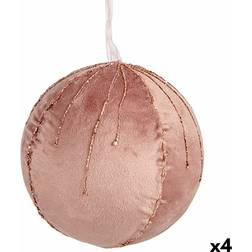 Set of balls Polyester Pink 12 Units Christmas Tree Ornament