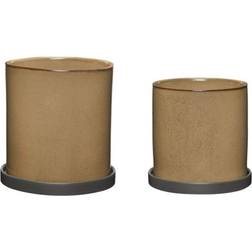 Hübsch Era flower pots brown set of 2 pieces