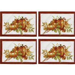 Elrene Home Fashions Autumn Pumpkin Grove Fall Place Mat Red