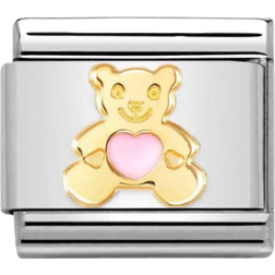 Nomination Composable Classic Link Bear Heart Charm - Silver/Gold/Pink