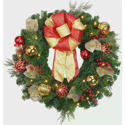 Haute Decor Pre-Lit LED Madison Artificial Wreath Decoration 24"