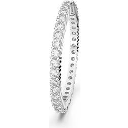 Swarovski Vittore ring, Round cut, White, Silver-tone finish