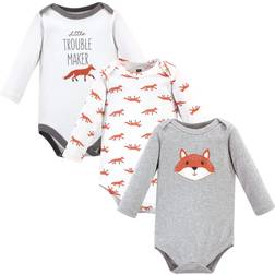 Hudson Baby Unisex Baby Cotton Long-Sleeve Bodysuits, Little Fox, 3-6 Months